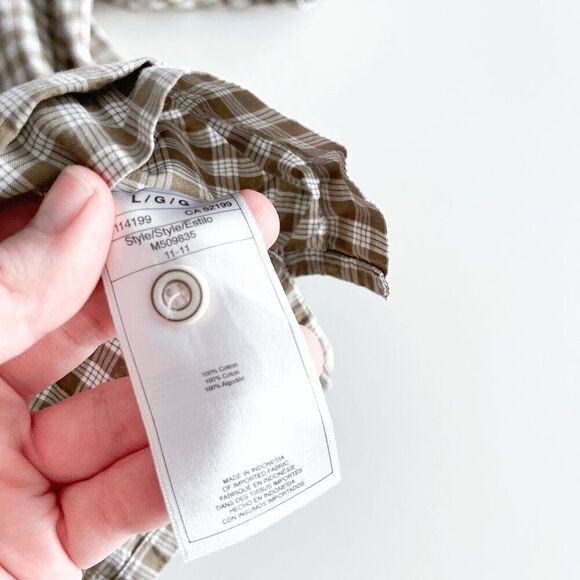 Quiksilver Mens Plaid Regular Fit Cotton Button Up Shirt Tan White Large - Picture 5 of 7